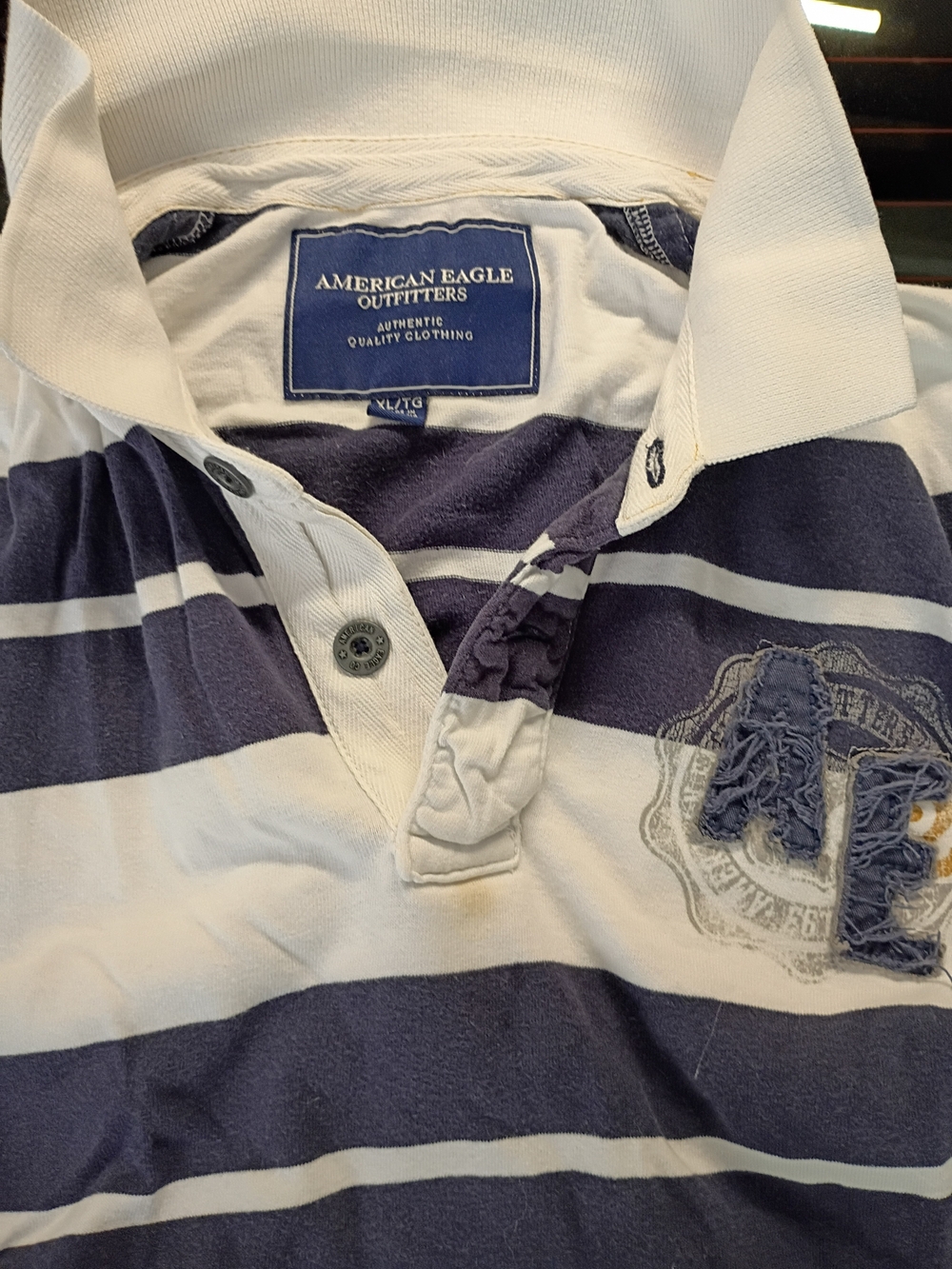 American Eagle Outfitters Navy & White Label Polo
